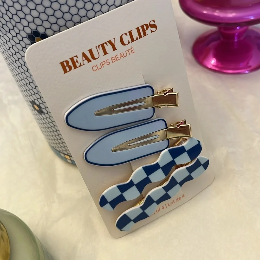 Anthropologie Blue and White Hair Clips New